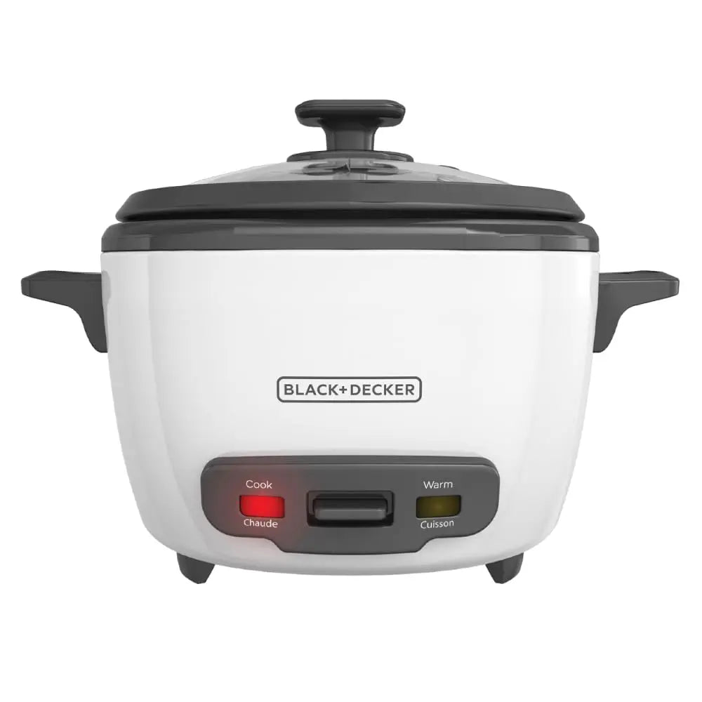 BLACK+DECKER Rice Cooker 14-Cup (Cooked) with Steaming Basket, Removable Non-Stick Bowl, White