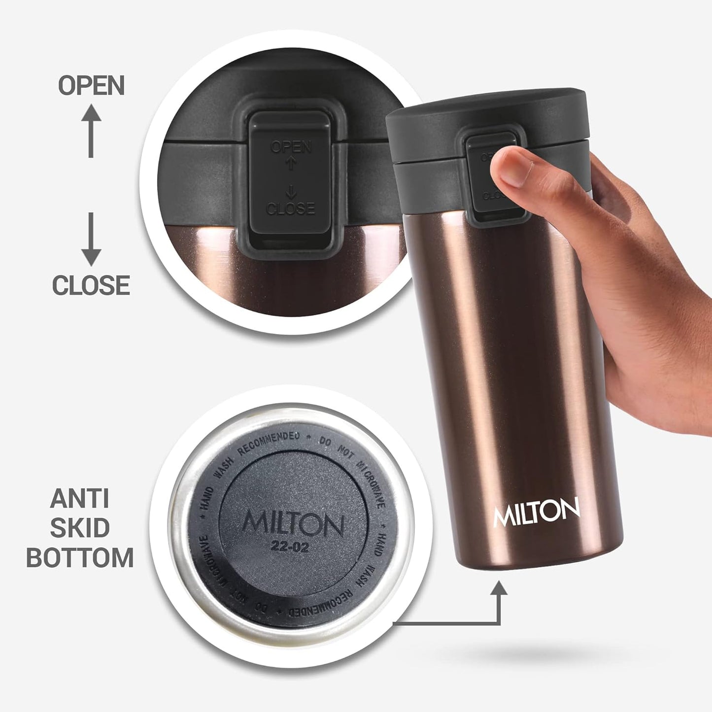 Milton Thermosteel Vacuum Insulated Coffee Mug, 300 ml, Hot & Cold Flask | Leak Proof | Rust Proof | Thermos | Soup Flask | Juice Mug | Water Flask | Tea Mug