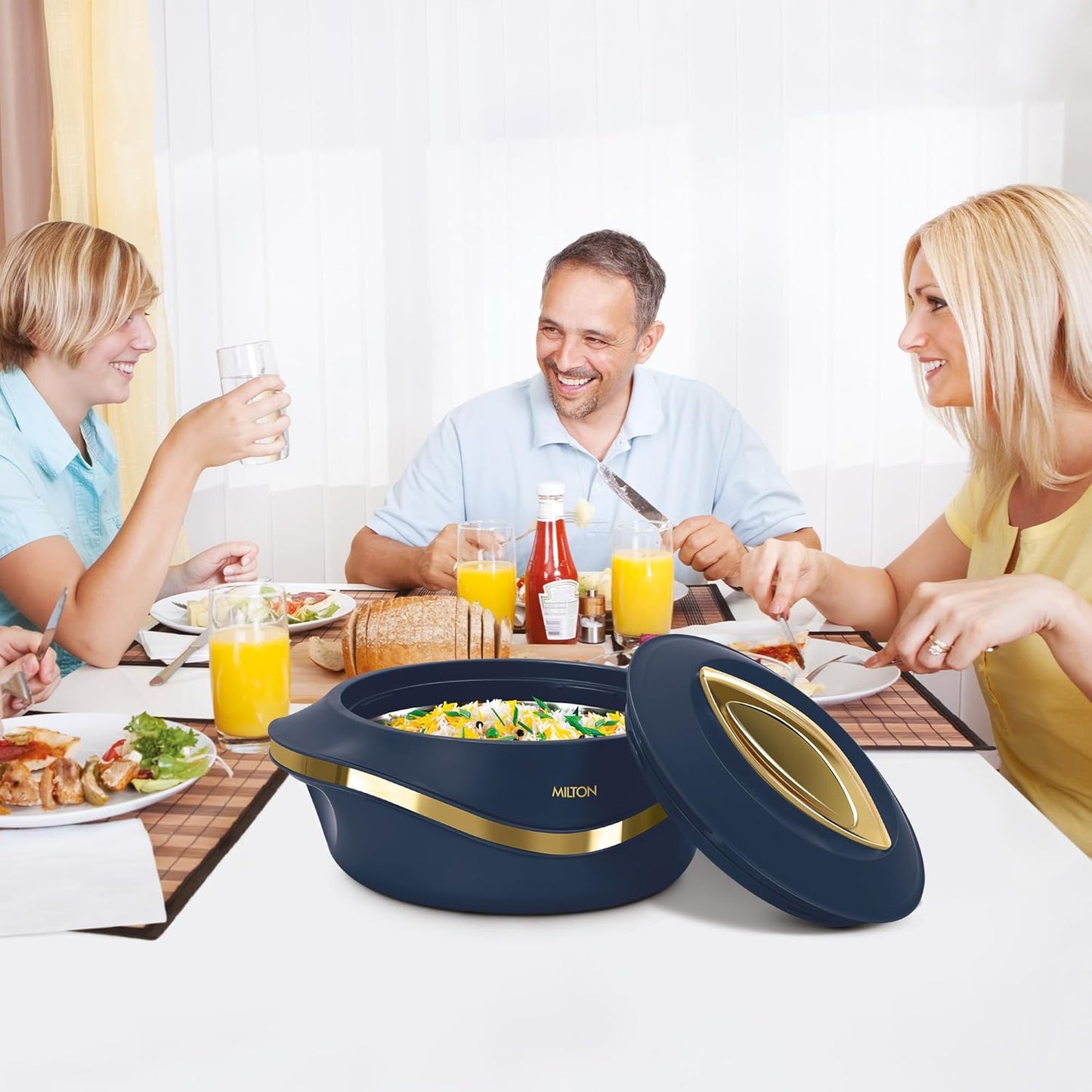 MILTON Pearl Inner Stainless Steel Regular Set of 3 (1000 ml, 1500 ml,2000 Litre), Black | BPA Free | Food Grade | Easy to Carry | Easy to Store | Chapati | Roti | Curd Maker
