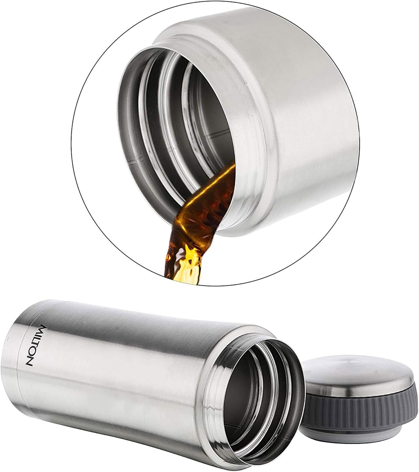 Milton Optima Double Walled Vacuum Insualted Food Flask, Soup Flask, Food Container, 420 ml | 14 oz | Hot and Cold for Long Hours, 18/8 Stainless Steel, Rust and Leak-Proof, BPA-Free | Silver