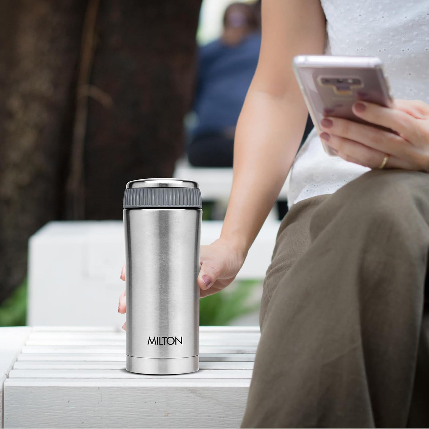 Milton Optima Double Walled Vacuum Insualted Food Flask, Soup Flask, Food Container, 420 ml | 14 oz | Hot and Cold for Long Hours, 18/8 Stainless Steel, Rust and Leak-Proof, BPA-Free | Silver
