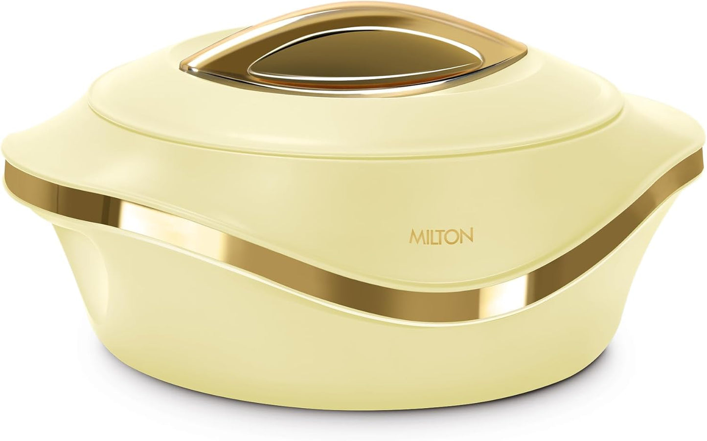 MILTON Pearl 2500 Inner Stainless Steel Casserole, 2.1 litres, Ivory | BPA Free | Food Grade | Easy to Carry | Easy to Store | Chapati | Roti | Curd Maker