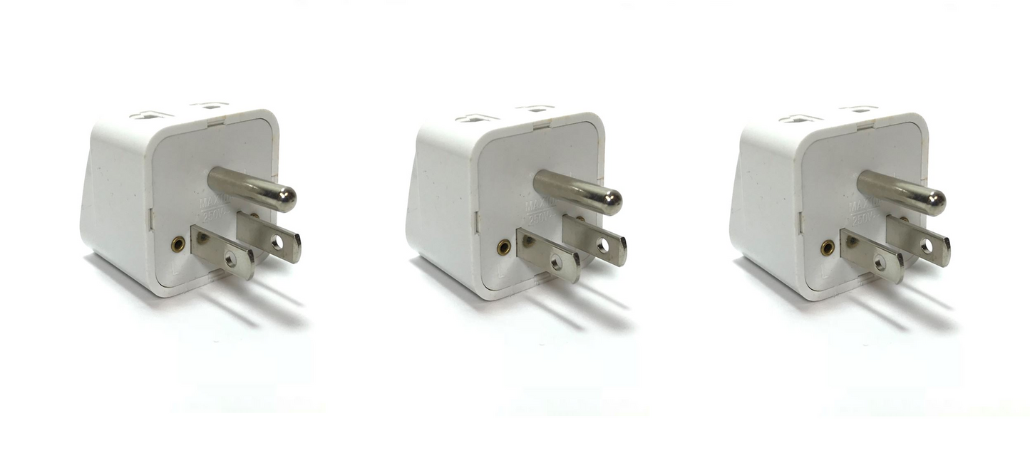 US Universal 3 Pin Plug Adapter with Ground Pin