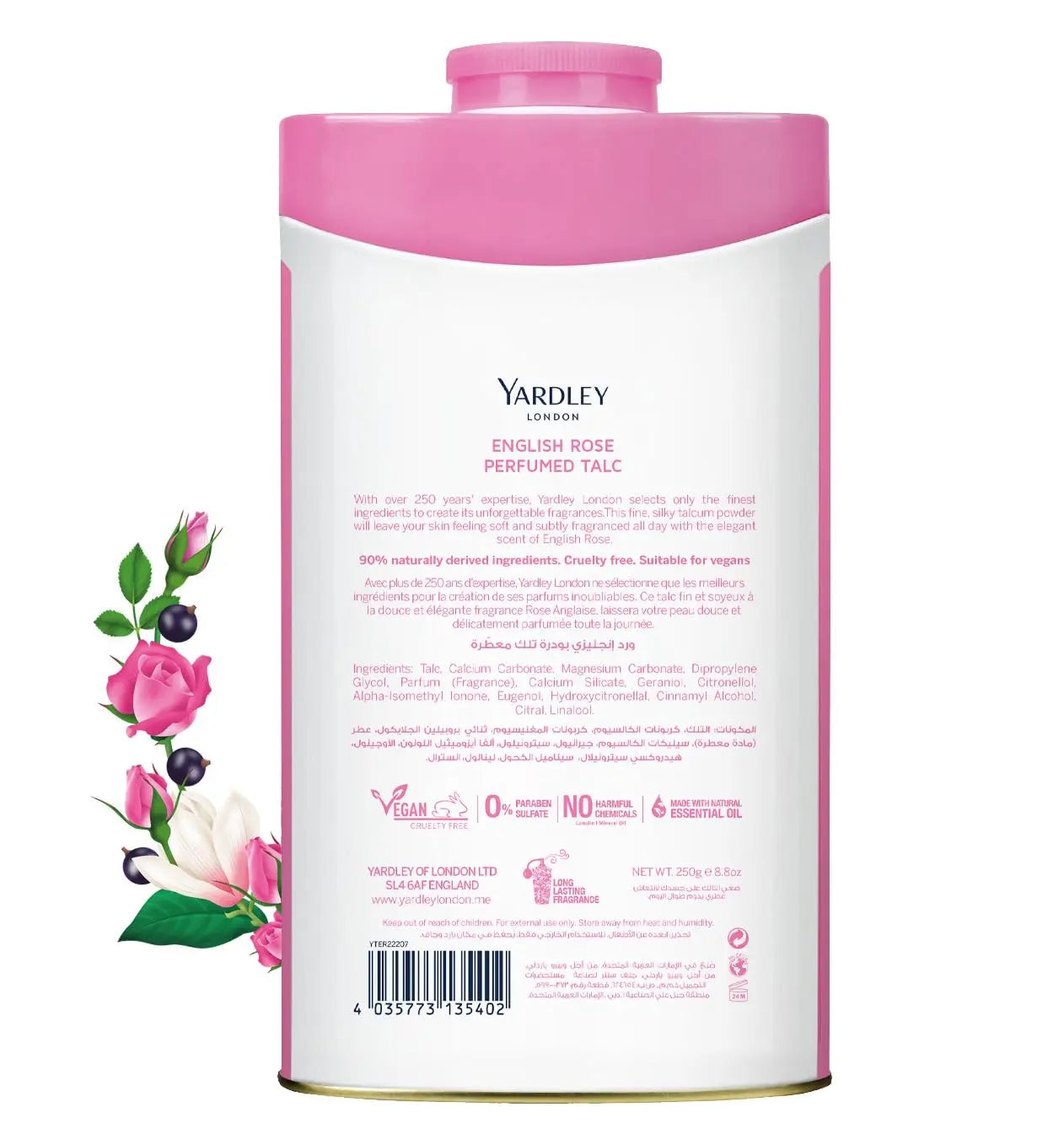 Yardley English Perfumed Talc, Rose