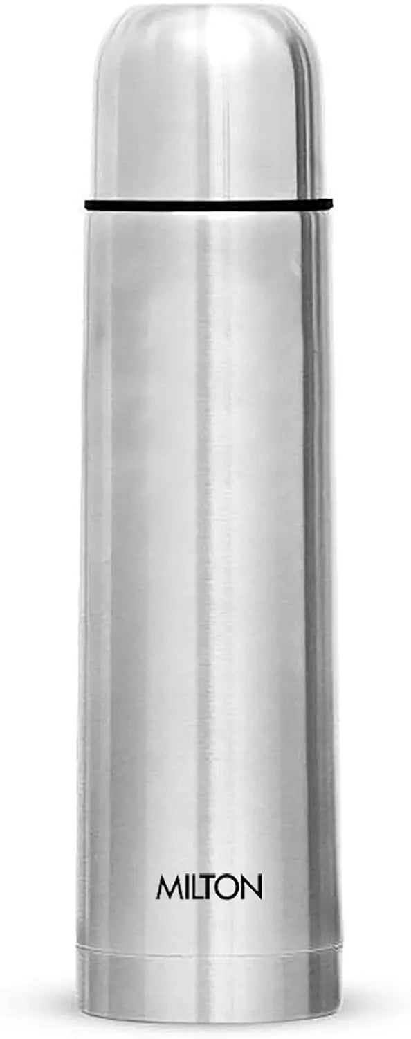 Milton Plain Lid 500 Thermosteel 24 Hours Hot and Cold Water Bottle, 1 Piece, 500 ml, Silver | Leak Proof | Office Bottle | Gym Bottle | Home | Kitchen | Hiking | Trekking | Travel Bottle