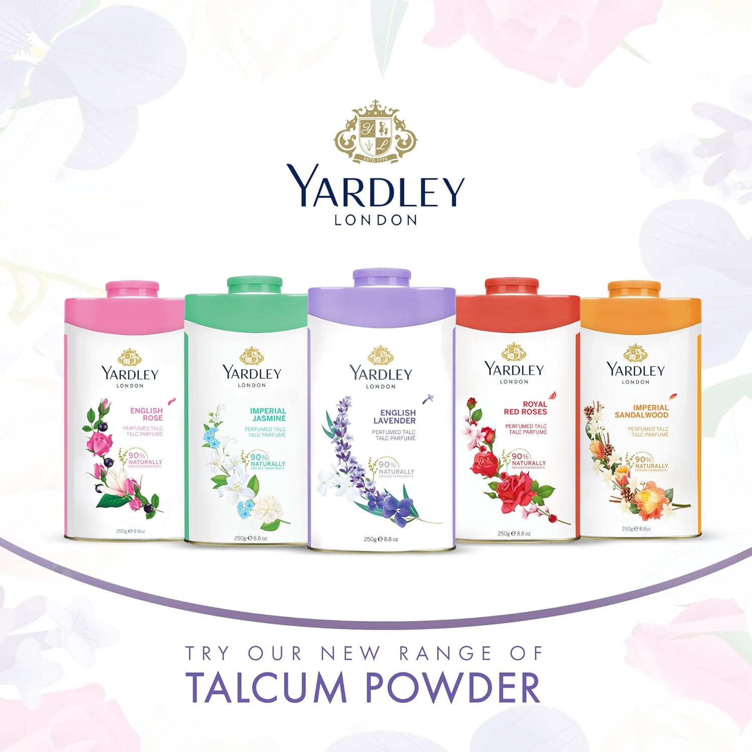 Yardley London Perfumed Talc, Red Roses, 8.8 oz, 250 g