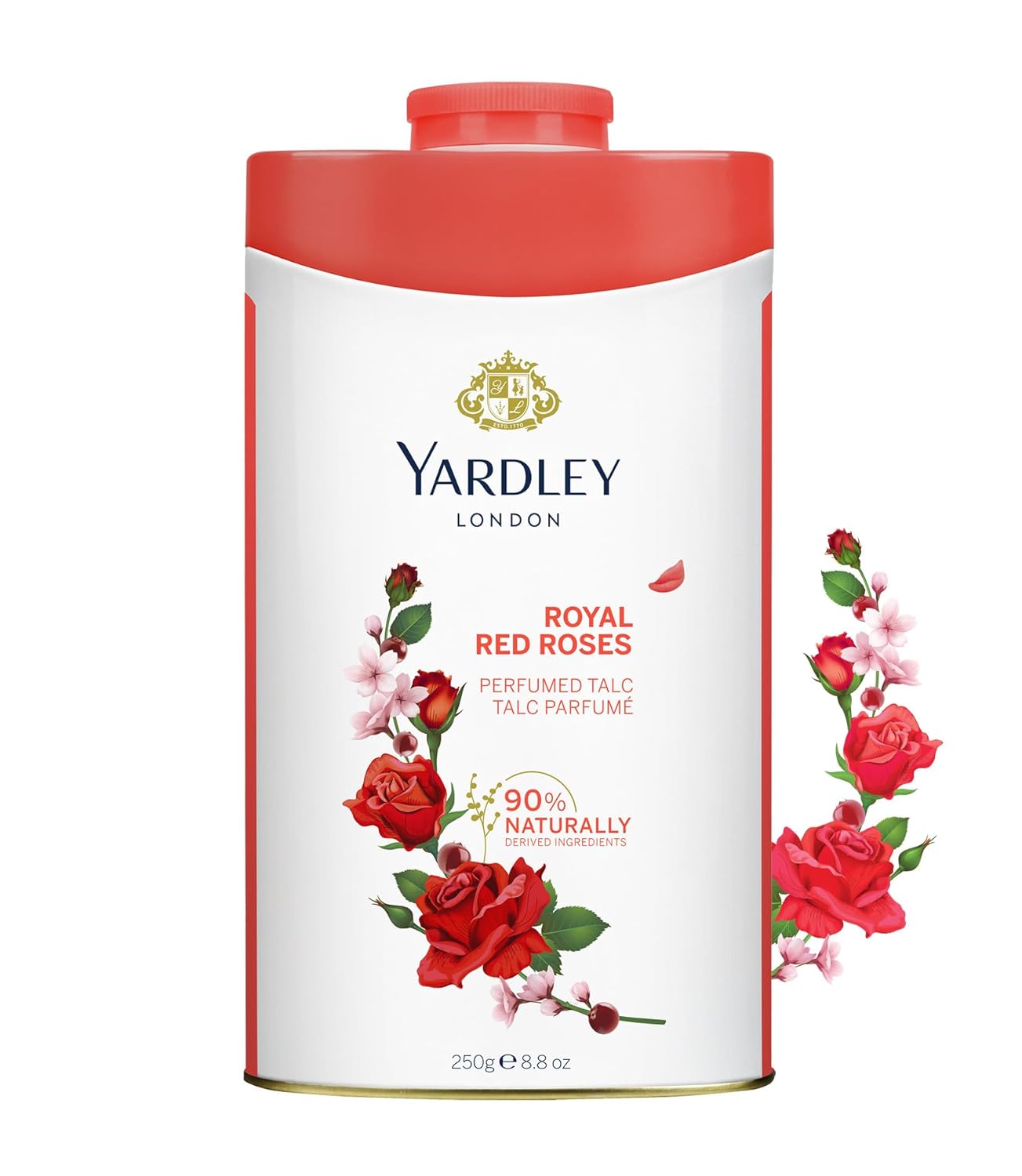 Yardley London Perfumed Talc, Red Roses, 8.8 oz, 250 g