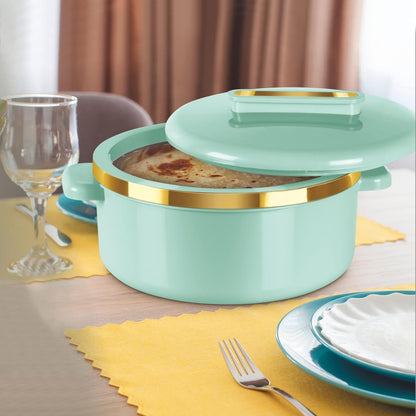 Milton Curve Regular Inner Stainless Steel Casserole Set of 3 (840 ml, 1300 ml, 1880 ml), Light Green | BPA Free | Food Grade | Easy to Carry | Easy to Store | Chapati | Roti | Curd Maker