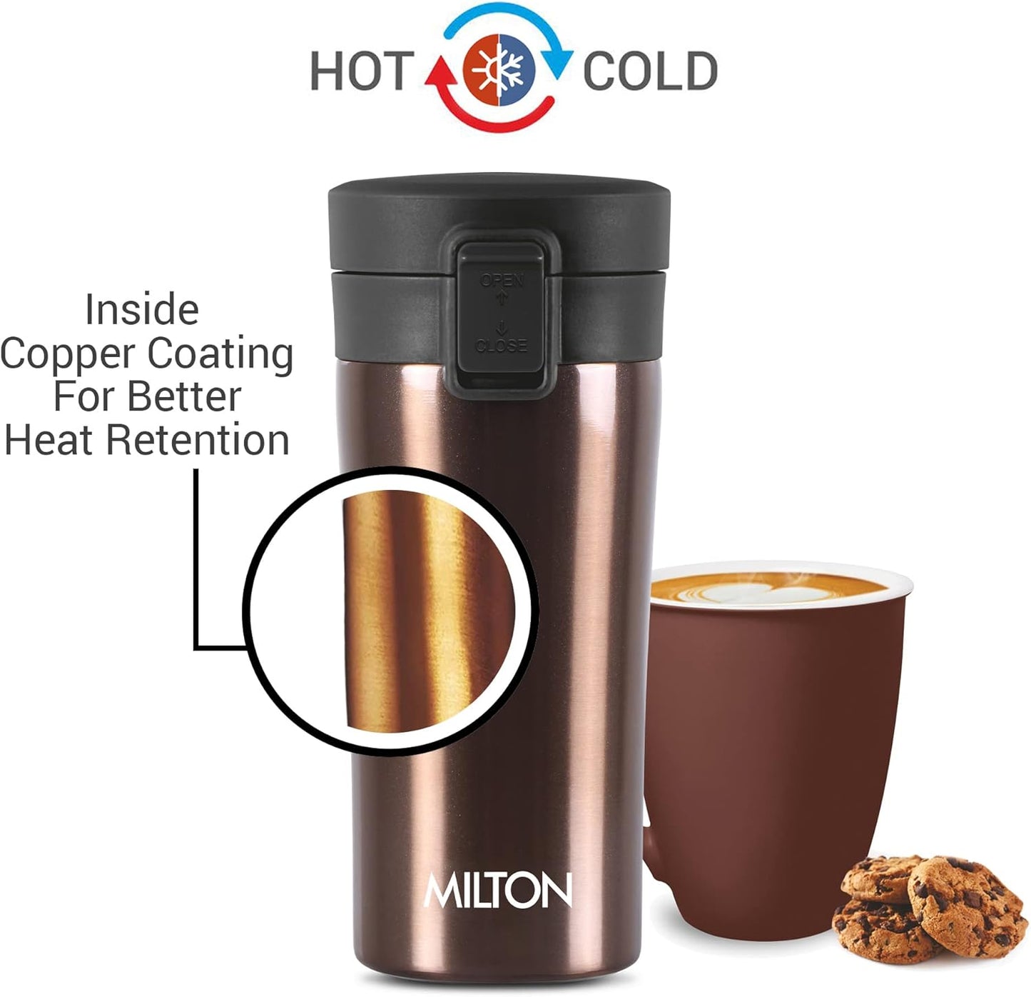 Milton Thermosteel Vacuum Insulated Coffee Mug, 300 ml, Hot & Cold Flask | Leak Proof | Rust Proof | Thermos | Soup Flask | Juice Mug | Water Flask | Tea Mug
