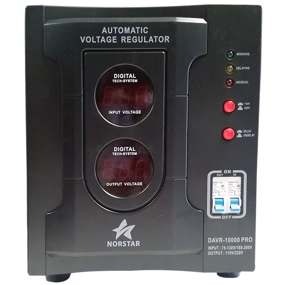 Norstar DAVR-10000 10000 Watt 110/120 to 220/240 or 220/240 to 110/120 Step UP and Down Voltage Transformer and Automatic Voltage Regulator Stabilizer