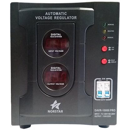 Norstar DAVR-10000 10000 Watt 110/120 to 220/240 or 220/240 to 110/120 Step UP and Down Voltage Transformer and Automatic Voltage Regulator Stabilizer