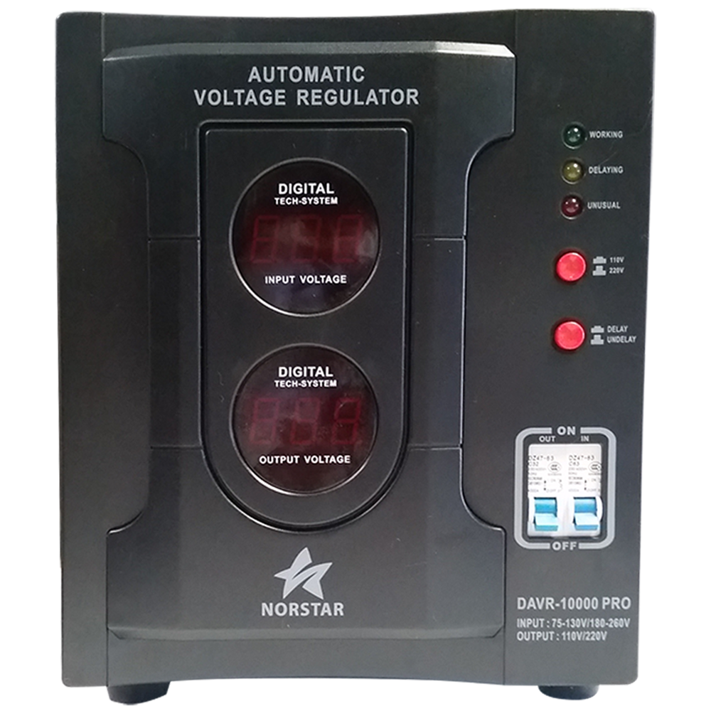 Norstar DAVR-10000 10000 Watt 110/120 to 220/240 or 220/240 to 110/120 Step UP and Down Voltage Transformer and Automatic Voltage Regulator Stabilizer