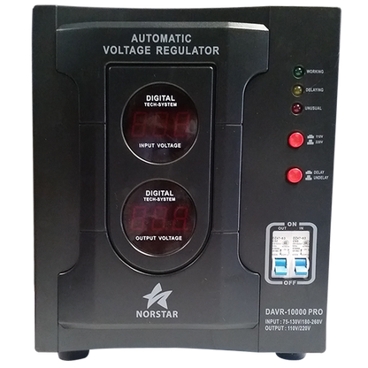 Norstar DAVR-10000 10000 Watt 110/120 to 220/240 or 220/240 to 110/120 Step UP and Down Voltage Transformer and Automatic Voltage Regulator Stabilizer
