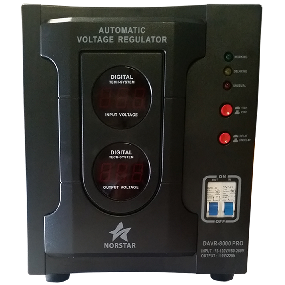 Norstar DAVR-8000 8000 Watt 110/120 to 220/240 or 220/240 to 110/120 Step UP and Down Voltage Transformer and Automatic Voltage Regulator Stabilizer