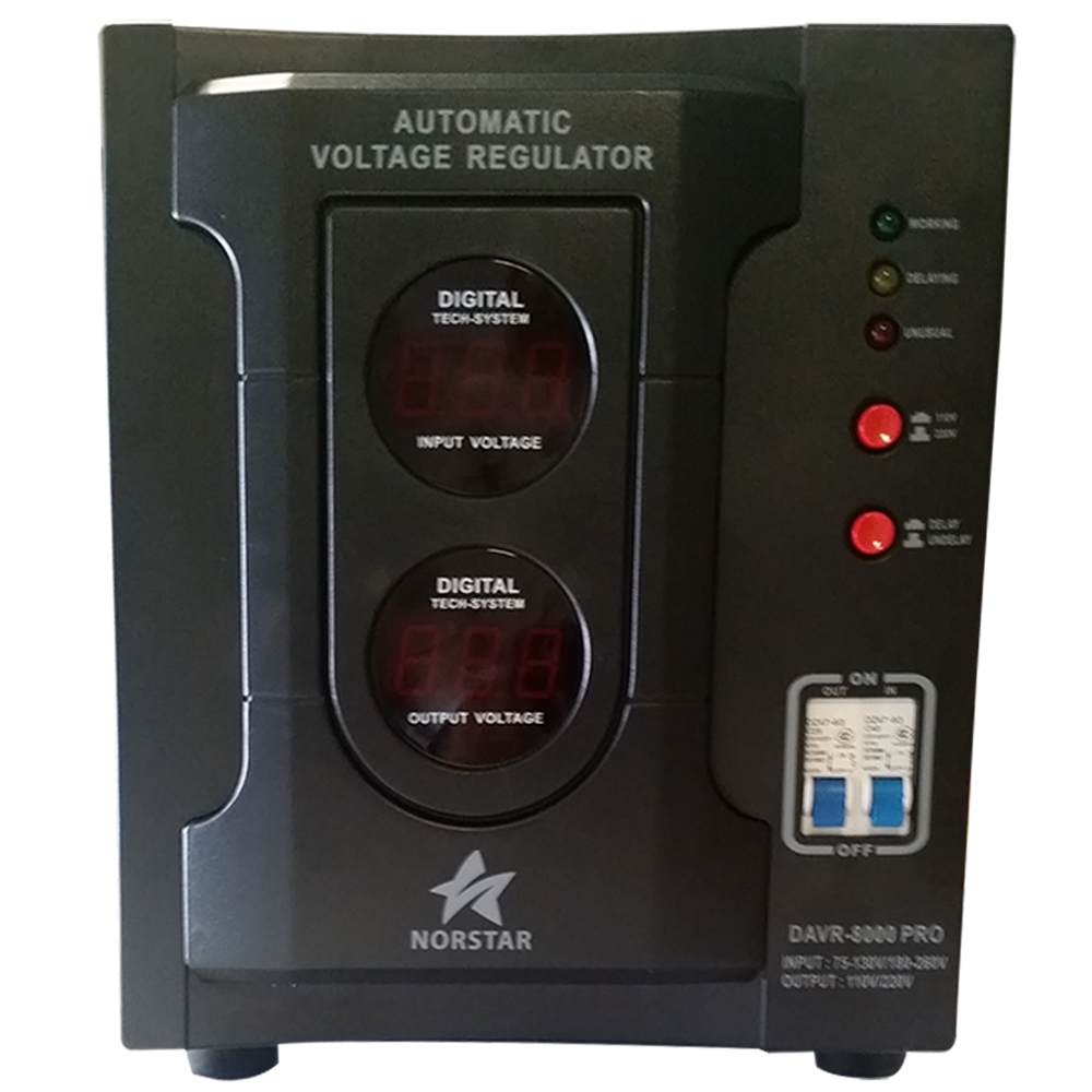 Norstar DAVR-8000 8000 Watt 110/120 to 220/240 or 220/240 to 110/120 Step UP and Down Voltage Transformer and Automatic Voltage Regulator Stabilizer