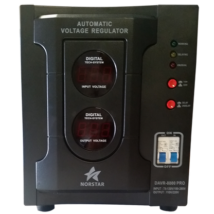 Norstar DAVR-8000 8000 Watt 110/120 to 220/240 or 220/240 to 110/120 Step UP and Down Voltage Transformer and Automatic Voltage Regulator Stabilizer